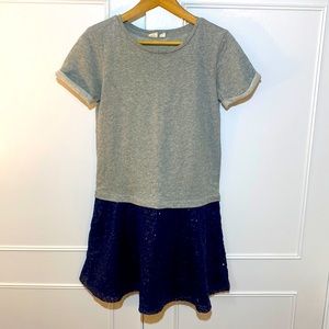 GAP Kids Gray Sweatshirt Short Sleeve & Blue Sequin Dress Girls Size XXL (14-16)